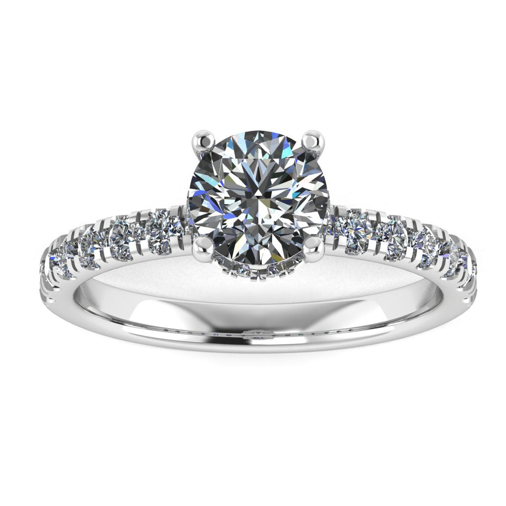Luna Brilliance 1 Carat Round Lab Grown Diamond Ring in 18K White Gold E VVS2