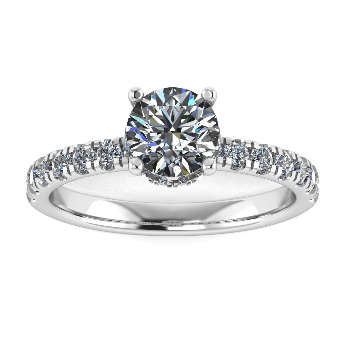 Luna Brilliance 1 Carat Round Lab Grown Diamond Ring in 18K White Gold E VVS2