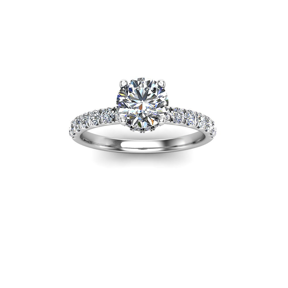 Luna Brilliance 1 Carat Round Lab Grown Diamond Ring in 18K White Gold E VVS2