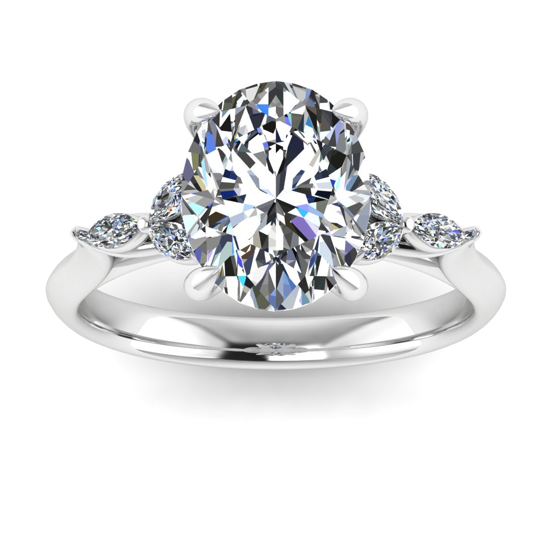 Elara Vine 2.50 Carat Oval Lab Grown Diamond Ring in 18K White Gold E VS2