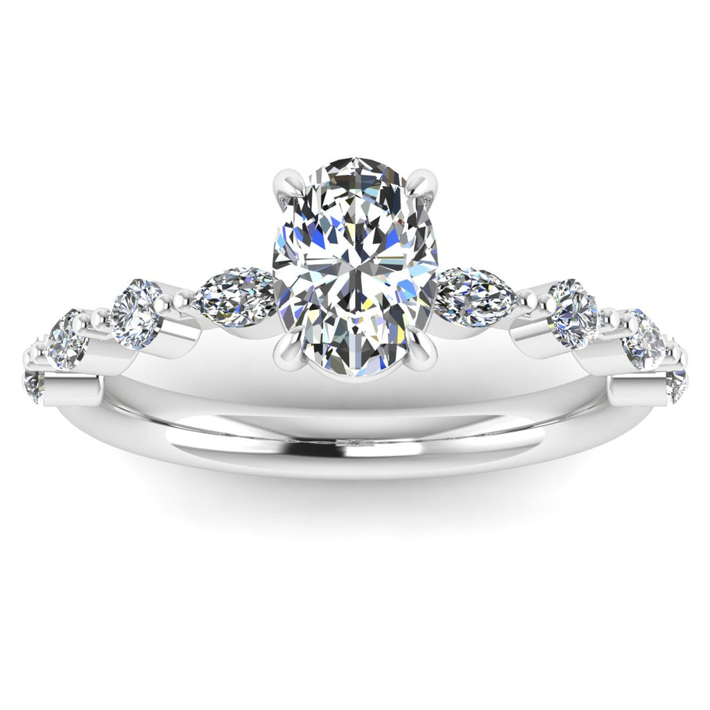 Elowen Vine 1.00 Carat Oval Lab Grown Diamond Ring in 18K White Gold D VS1
