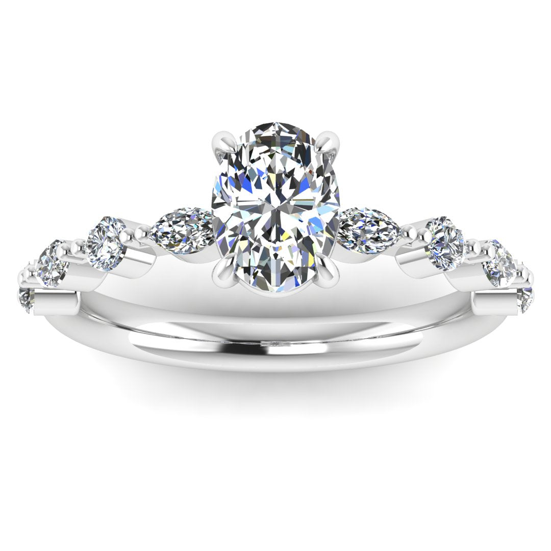 Elowen Vine 1.00 Carat Oval Lab Grown Diamond Ring in 18K White Gold D VS1