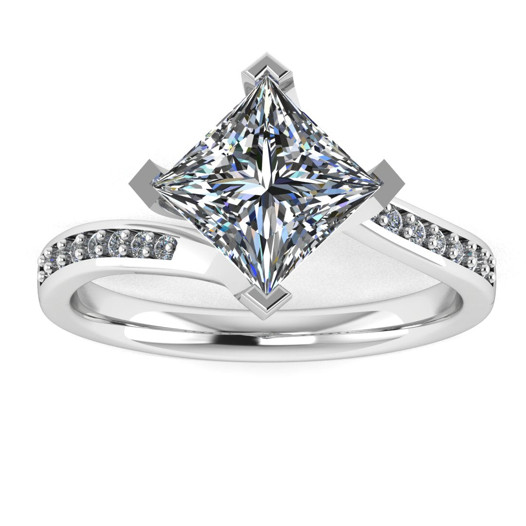 Aurora Princess 1.00 Carat Lab Grown Diamond Ring in 18K White Gold D SI1