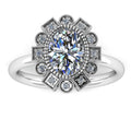 Celestia Vintage Halo 1 Carat Oval Lab Grown Diamond Ring in Platinum D VVS2