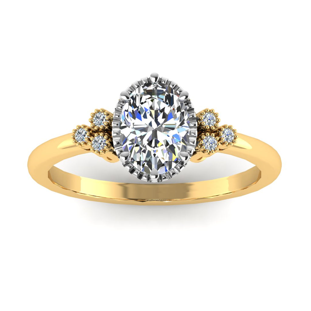 Seraphina Halo 1.50 Carat Oval Lab Grown Diamond Ring in 18K Yellow Gold G VVS2