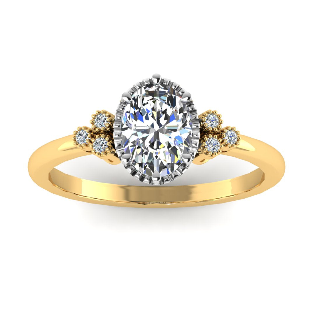 Seraphina Halo 1.50 Carat Oval Lab Grown Diamond Ring in 18K Yellow Gold G VVS2