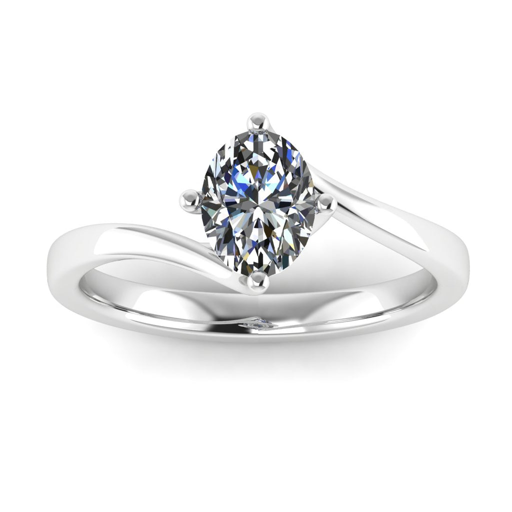 Valencia Twist 2.00 Carat Oval Lab Grown Diamond Ring in 18K White Gold E VS2