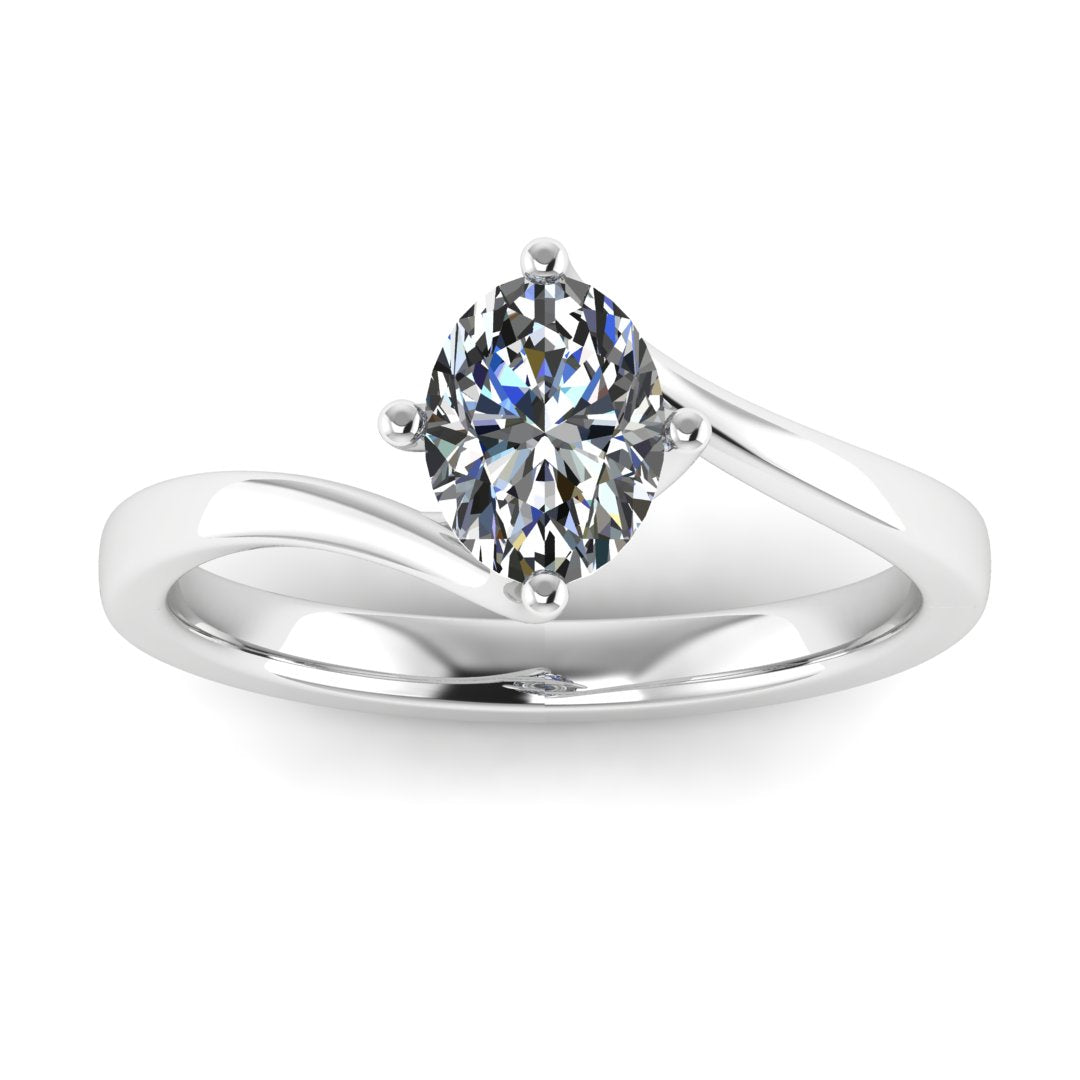 Valencia Twist 2.00 Carat Oval Lab Grown Diamond Ring in 18K White Gold E VS2