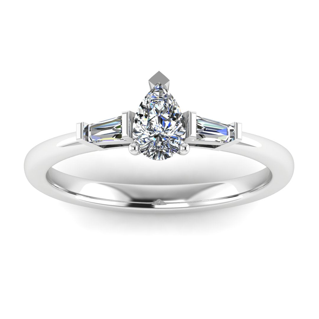 Celene Trilliant 0.75 Carat Pear Lab Grown Diamond Ring in 9K White Gold E VS1