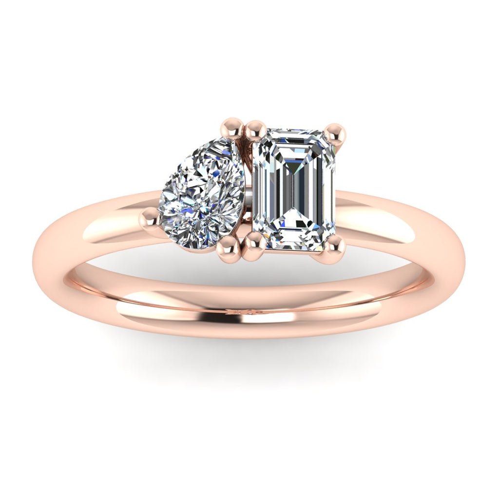 Elysian Duo 2.00 Carat Emerald Cut Lab Grown Diamond Ring in 18K Rose Gold G VS2