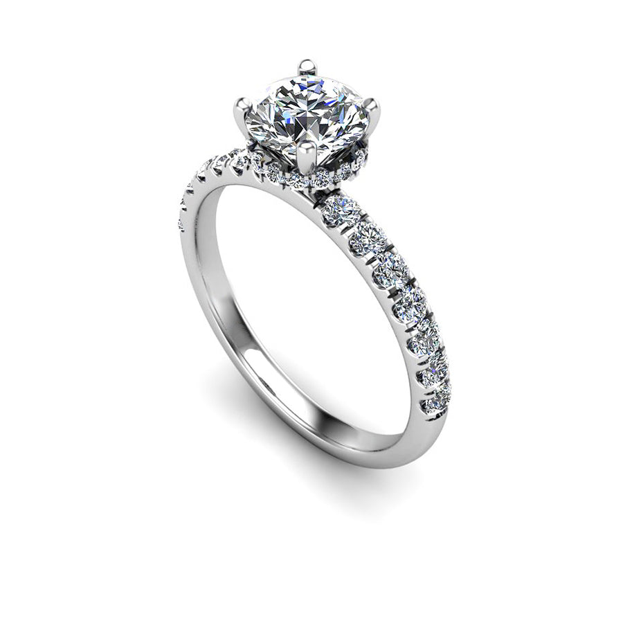 Luna Brilliance 1 Carat Round Lab Grown Diamond Ring in 18K White Gold E VVS2