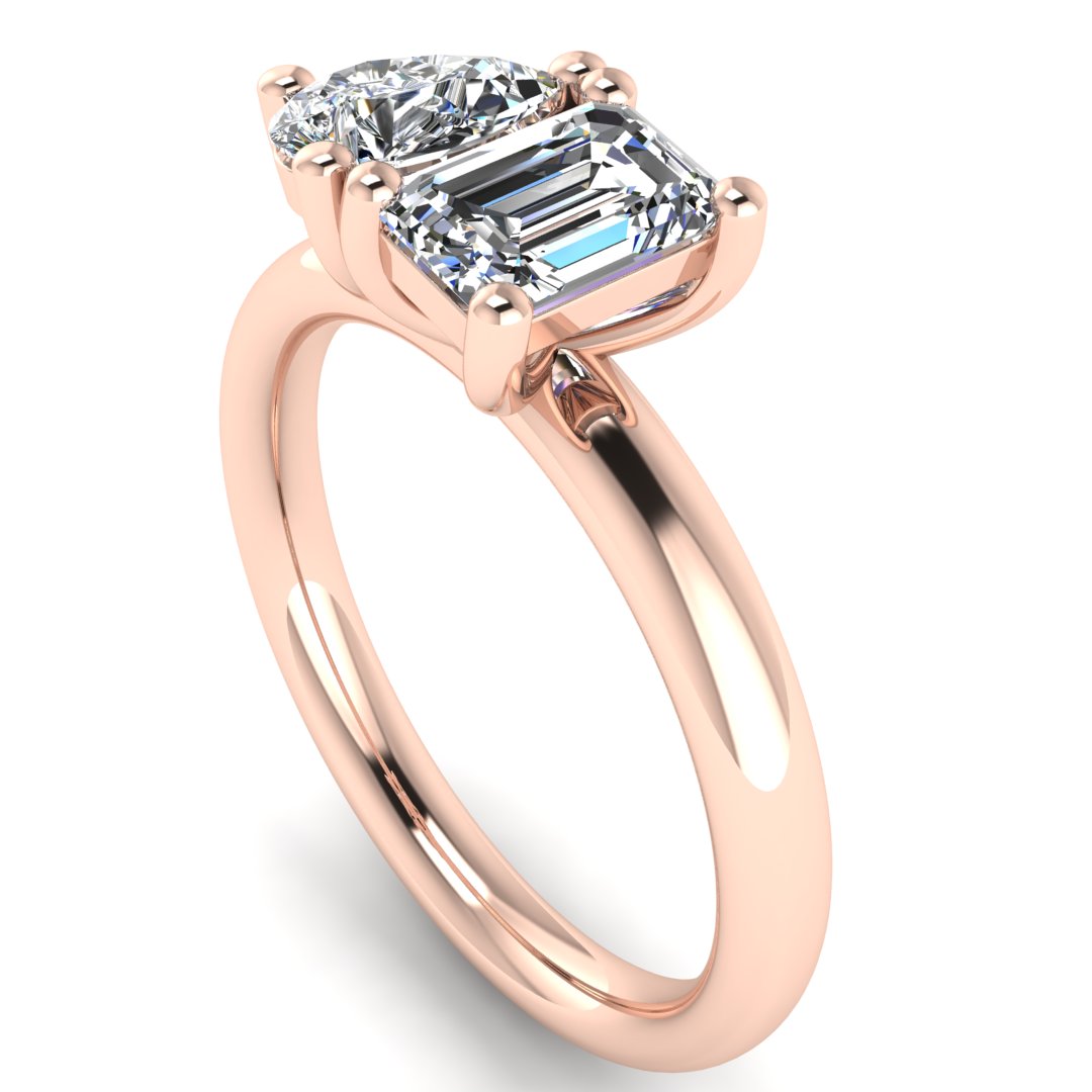 Elysian Duo 2.00 Carat Emerald Cut Lab Grown Diamond Ring in 18K Rose Gold G VS2