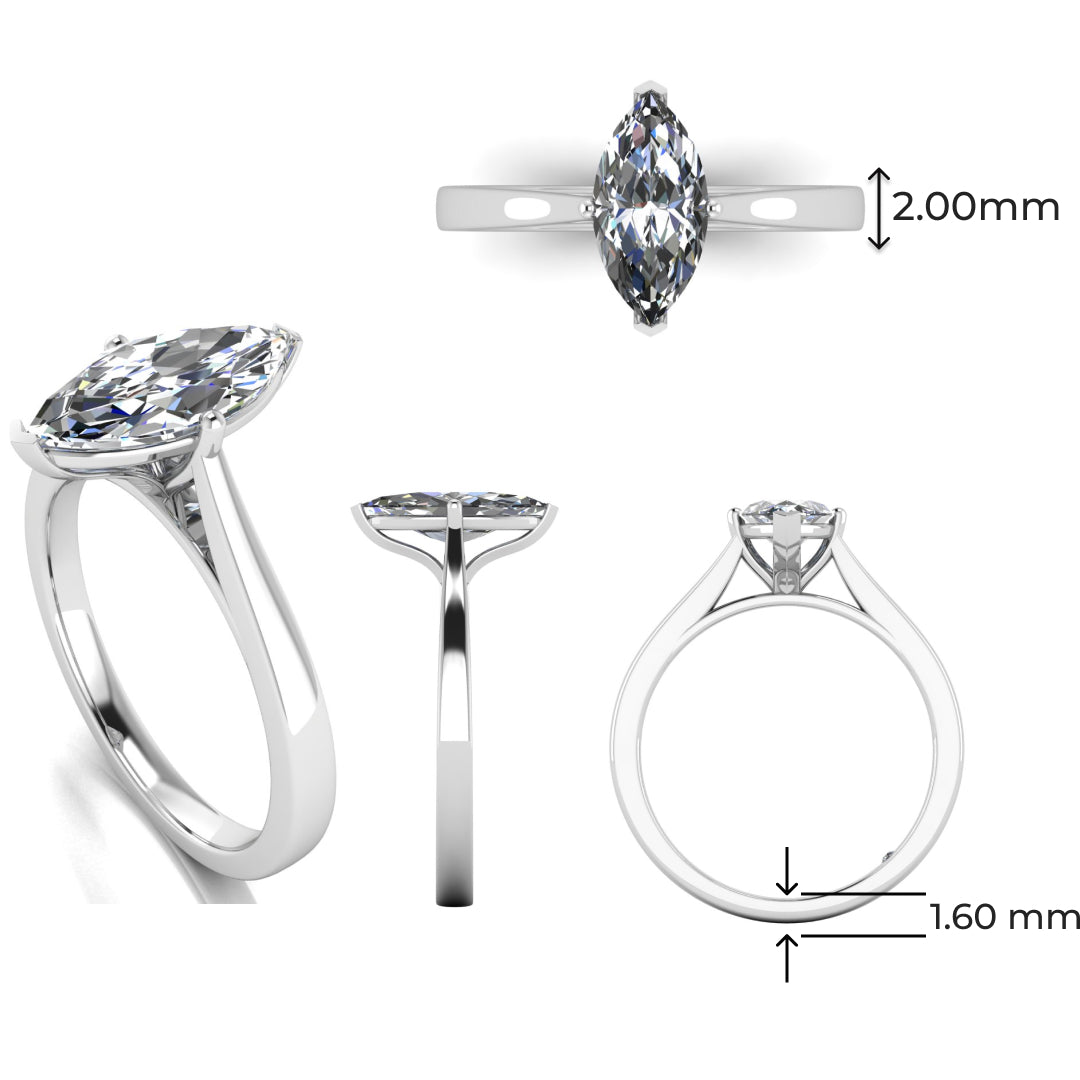 Aveline Marquise 1.00 Carat Lab Grown Diamond Ring in 18K White Gold E VS2