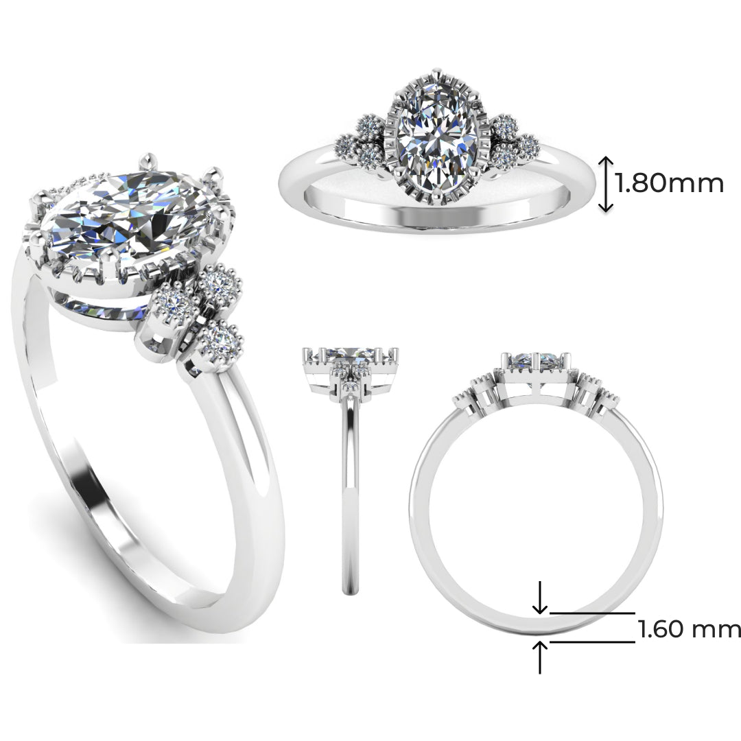 Seraphina Halo 1.50 Carat Oval Lab Grown Diamond Ring in 18K Yellow Gold G VVS2