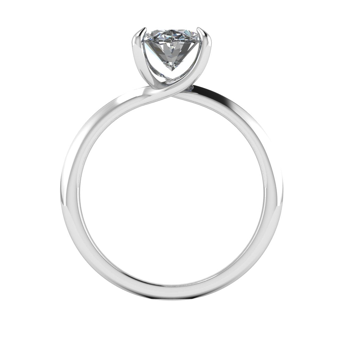 Valencia Twist 2.00 Carat Oval Lab Grown Diamond Ring in 18K White Gold E VS2