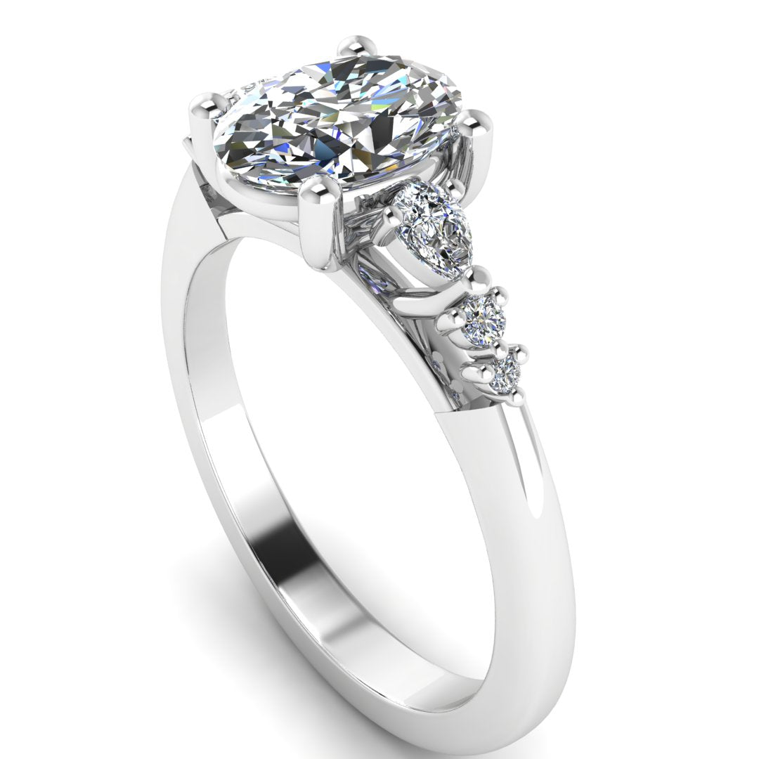 Elara Vine 2.50 Carat Oval Lab Grown Diamond Ring in 18K White Gold E VS2