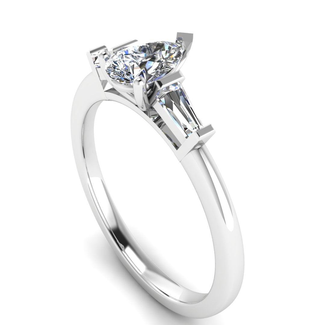 Celene Trilliant 0.75 Carat Pear Lab Grown Diamond Ring in 9K White Gold E VS1