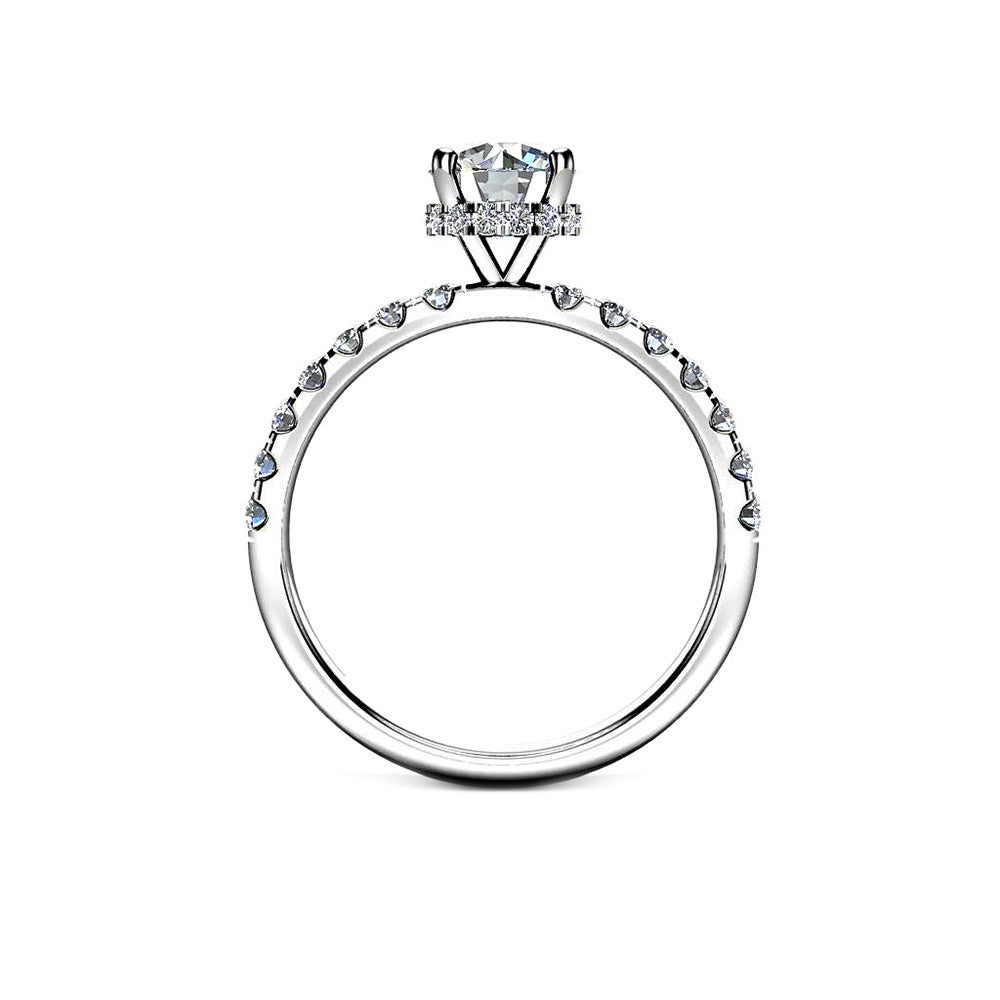 Luna Brilliance 1 Carat Round Lab Grown Diamond Ring in 18K White Gold E VVS2
