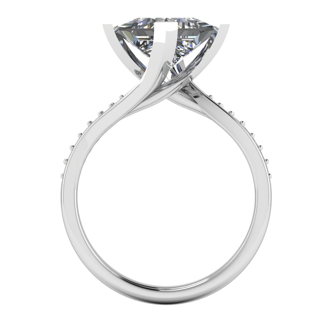 Aurora Princess 1.00 Carat Lab Grown Diamond Ring in 18K White Gold D SI1