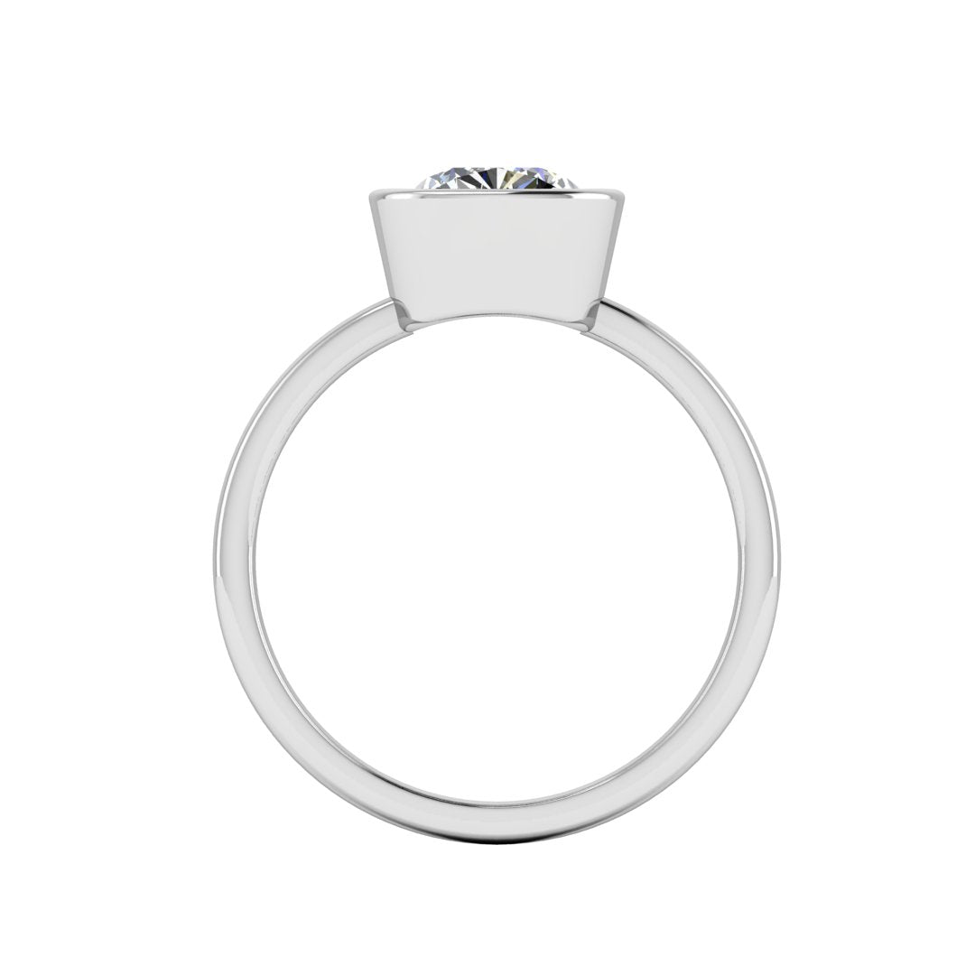 Liora Bezel 0.75 Carat Cushion Lab Grown Diamond Ring in 9K White Gold E VVS2