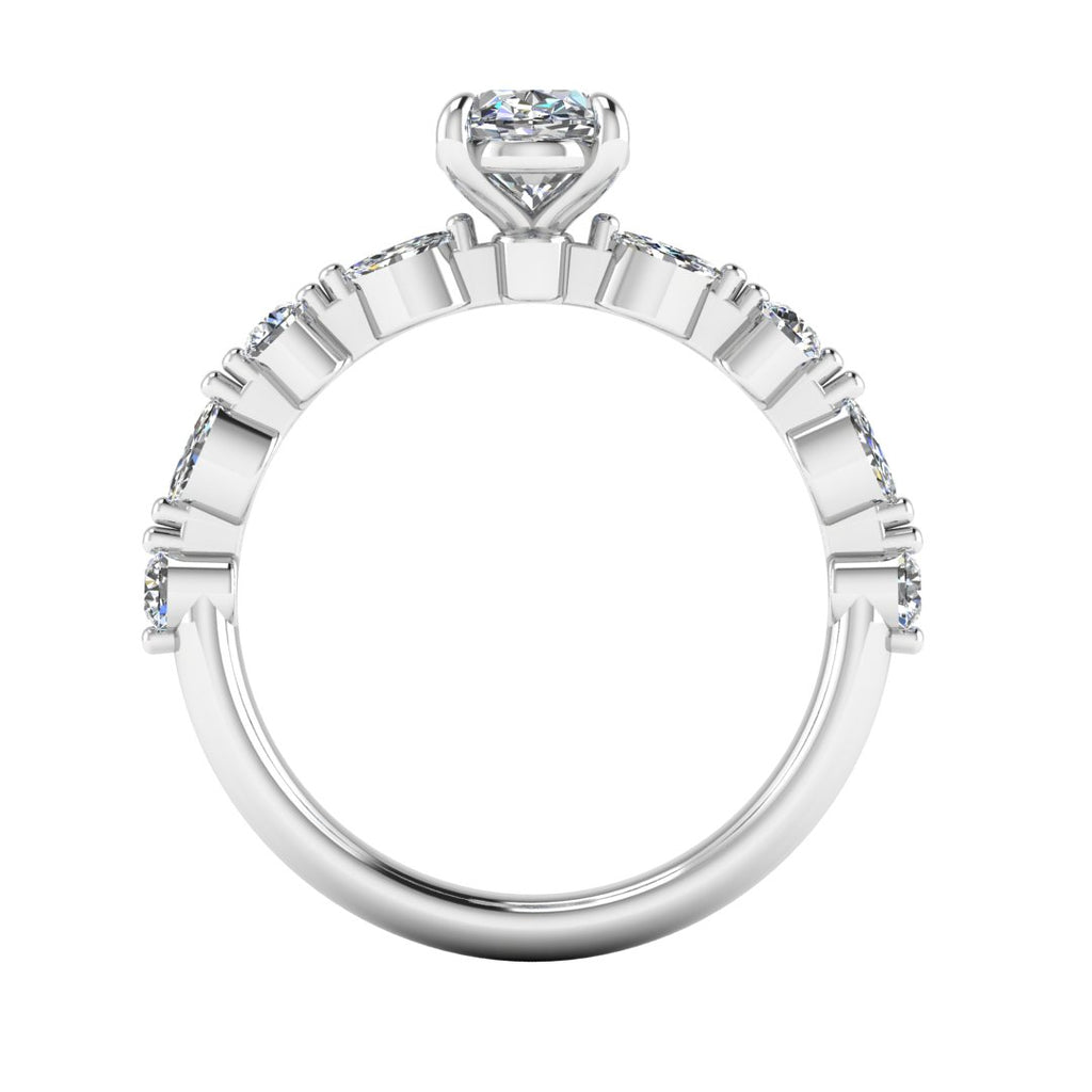 Elowen Vine 1.00 Carat Oval Lab Grown Diamond Ring in 18K White Gold D VS1