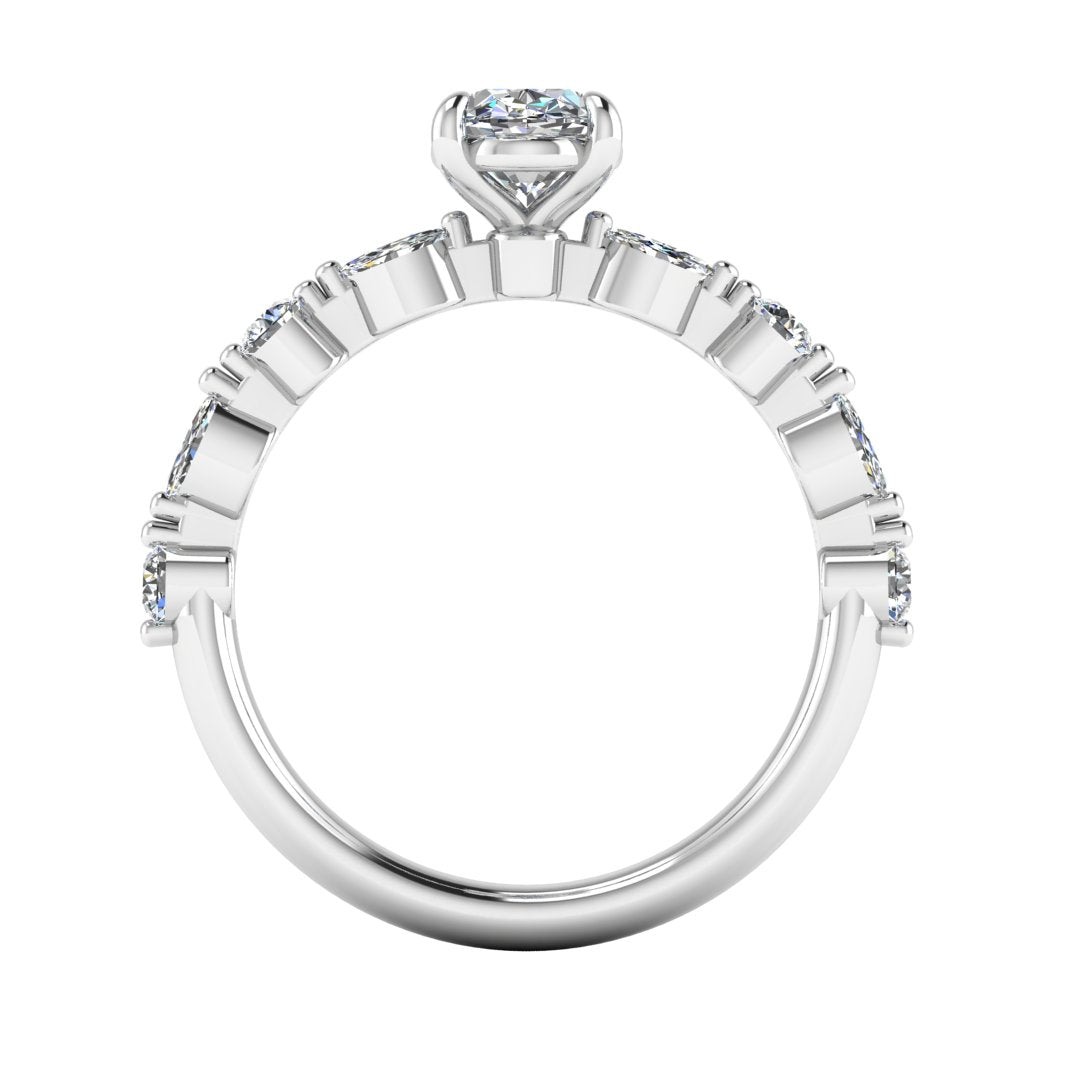Elowen Vine 1.00 Carat Oval Lab Grown Diamond Ring in 18K White Gold D VS1