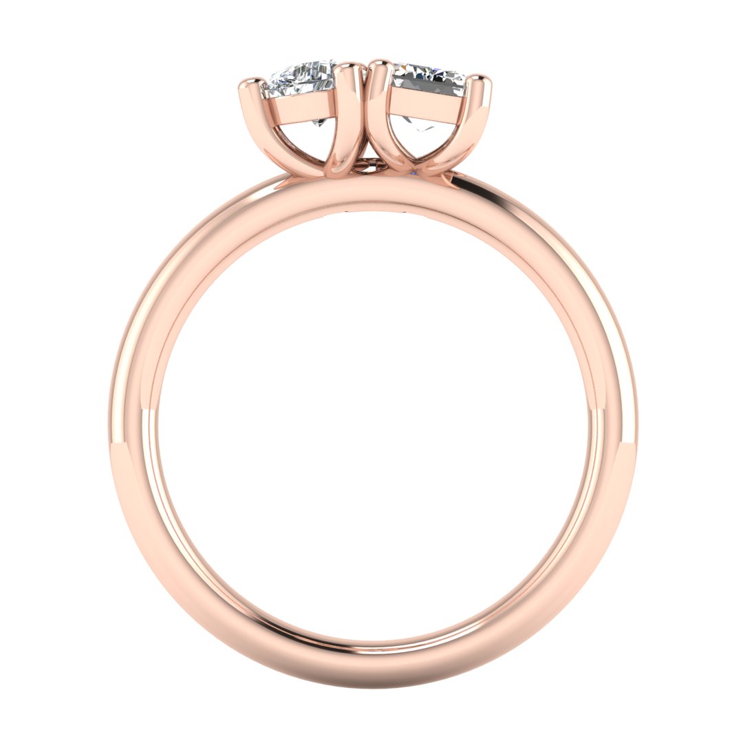 Elysian Duo 2.00 Carat Emerald Cut Lab Grown Diamond Ring in 18K Rose Gold G VS2