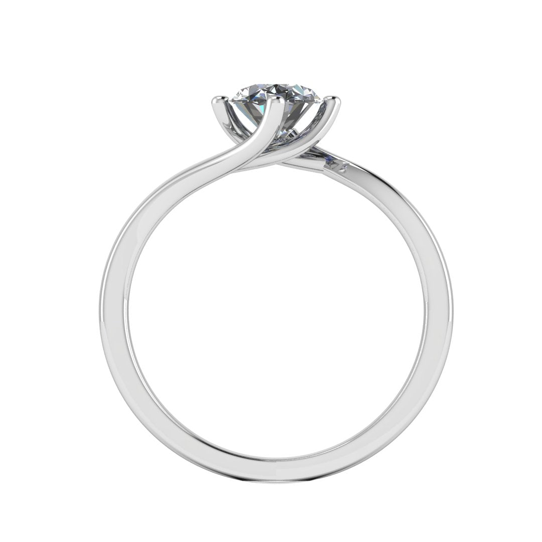 Valencia Twist 2.00 Carat Oval Lab Grown Diamond Ring in 18K White Gold E VS2