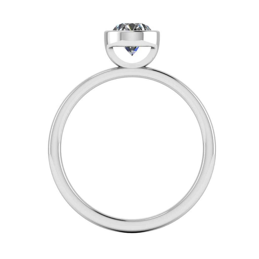 Aria Bezel 2.00 Carat Oval Lab Grown Diamond Ring in 14K White Gold G VS2