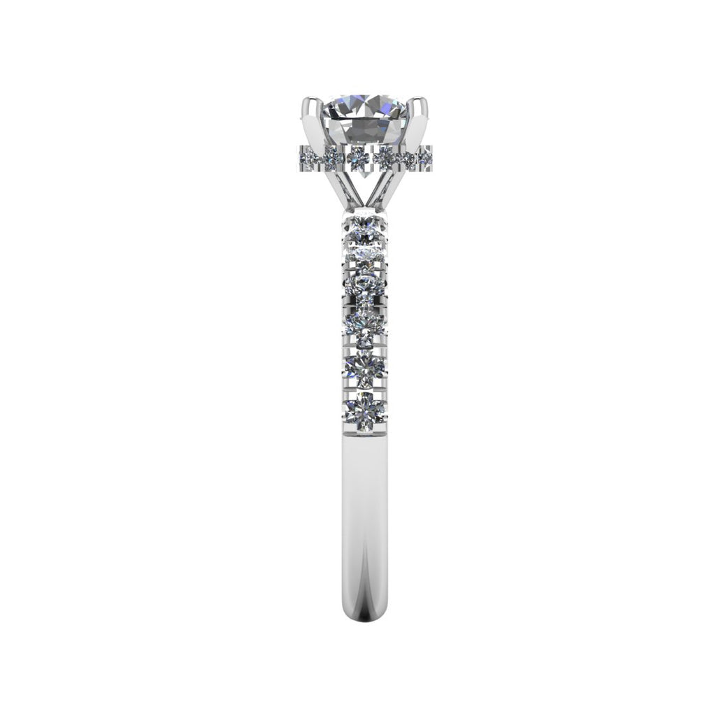 Luna Brilliance 1 Carat Round Lab Grown Diamond Ring in 18K White Gold E VVS2