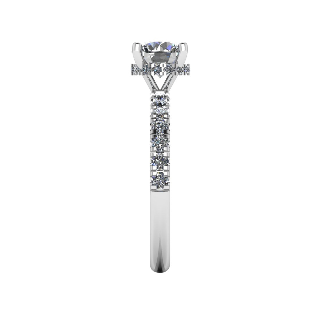 Luna Brilliance 1 Carat Round Lab Grown Diamond Ring in 18K White Gold E VVS2