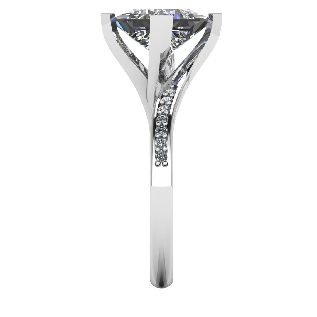 Aurora Princess 1.00 Carat Lab Grown Diamond Ring in 18K White Gold D SI1