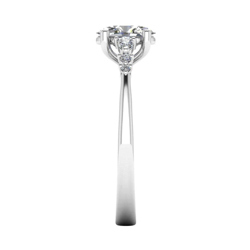 Elara Vine 2.50 Carat Oval Lab Grown Diamond Ring in 18K White Gold E VS2