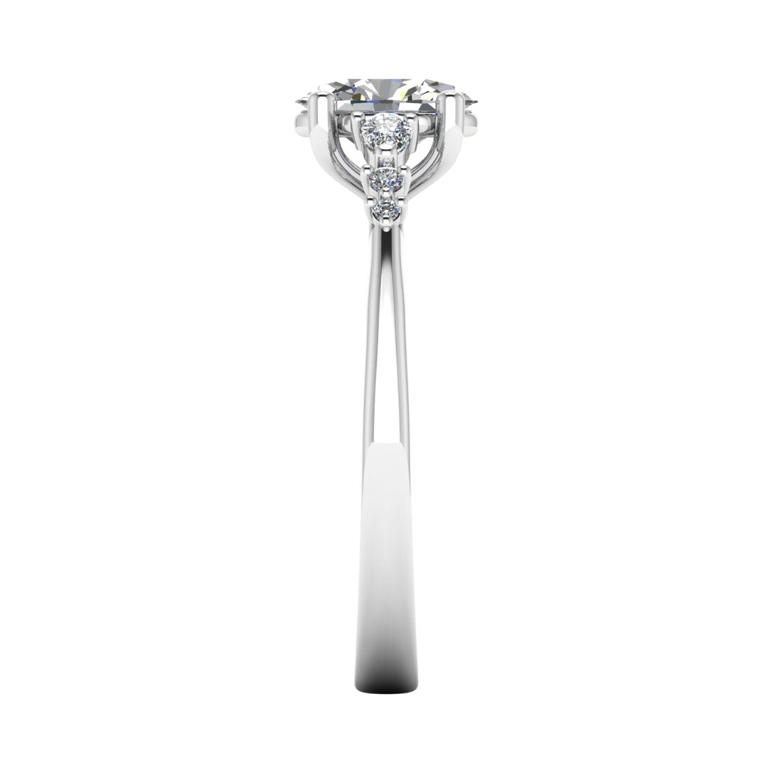 Elara Vine 2.50 Carat Oval Lab Grown Diamond Ring in 18K White Gold E VS2