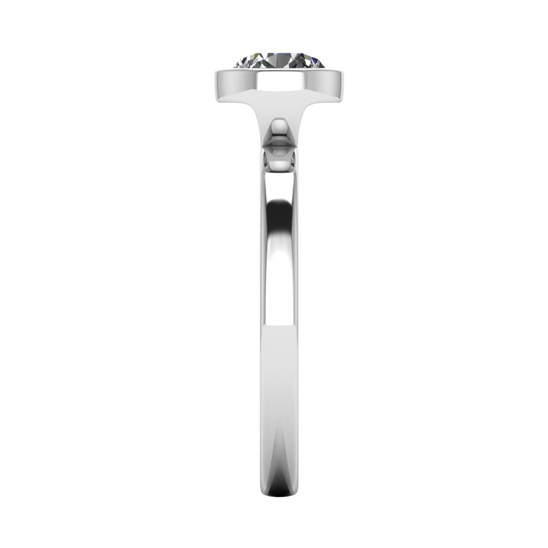 Aria Bezel 2.00 Carat Oval Lab Grown Diamond Ring in 14K White Gold G VS2