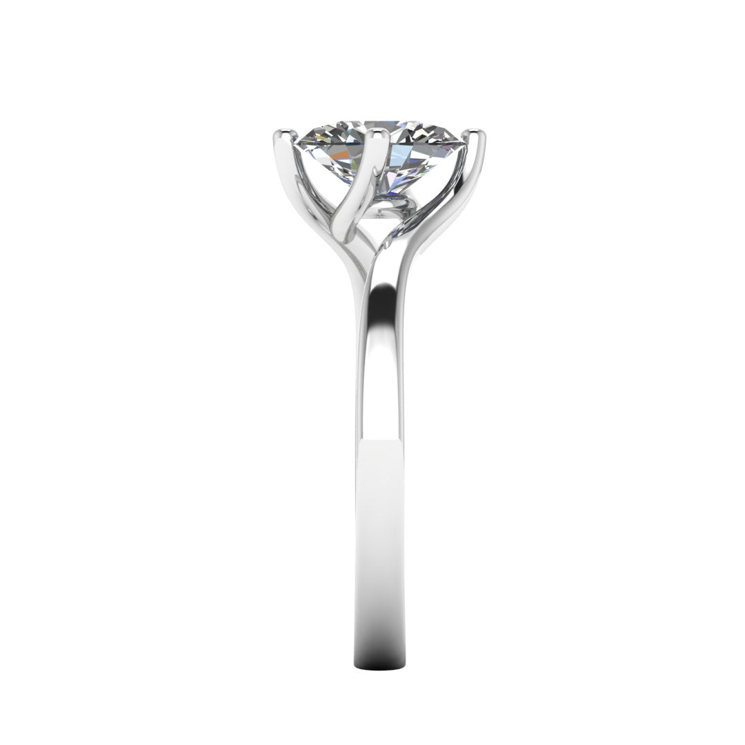 Valencia Twist 2.00 Carat Oval Lab Grown Diamond Ring in 18K White Gold E VS2